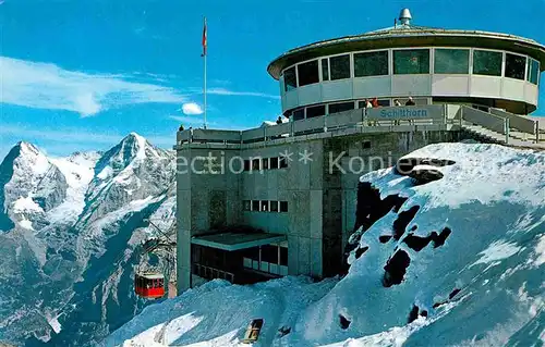 AK / Ansichtskarte Seilbahn Schilthorn Muerren Gipfelstation Drehrestaurant Eiger Moench Kat. Bahnen