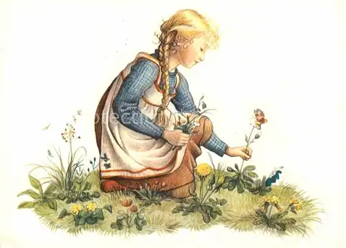 AK / Ansichtskarte Kinder Child Enfants Blumen Schmetterling Kinderskizze H. Spoerri  Kat. Kinder