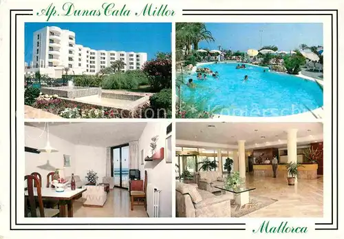 AK / Ansichtskarte Cala Millor Mallorca Apartamentos Dunas Pool Zimmer Hotelhalle Kat. Islas Baleares Spanien