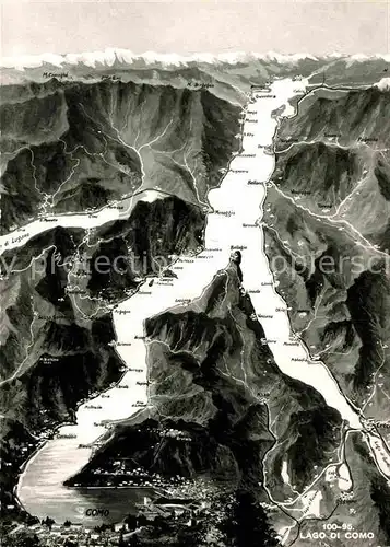 AK / Ansichtskarte Lago di Como Comersee und Umgebung Alpen aus der Vogelperspektive Kat. Italien