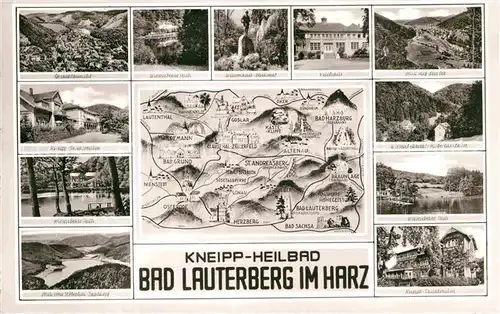 AK / Ansichtskarte Bad Lauterberg Kneipp Heilbad und Umgebung Landkarte Kat. Bad Lauterberg im Harz