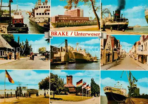 AK / Ansichtskarte Brake Unterweser Weserpartie Pieranlage Kreisamt Schiffahrtsmuseum Breitestrasse Kat. Brake (Unterweser)