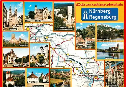 AK / Ansichtskarte Autobahn Nuernberg Regensburg Burgthann Beratzhausen Kallmuenz  Kat. Autos