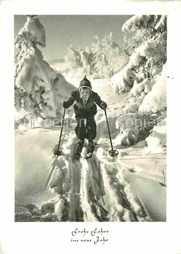 AK / Ansichtskarte Skifahren Kind Neujahr  Kat. Sport