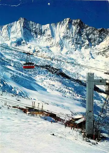 AK / Ansichtskarte Seilbahn Gletscherbahn Felskinn Saas Fee Station Restaurant  Kat. Bahnen