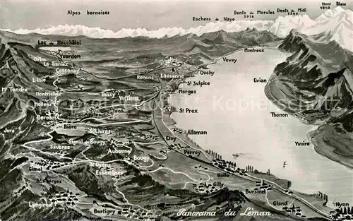 AK / Ansichtskarte Lac Leman Genfersee Panoramakarte Kat. Genf