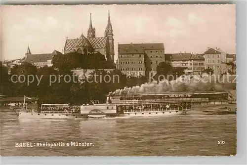 AK / Ansichtskarte Dampfer Seitenrad Basel Rheinpartie Muenster  Kat. Schiffe