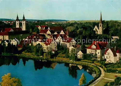 AK / Ansichtskarte Bad Waldsee Uferweg Stiftskirche  Kat. Bad Waldsee