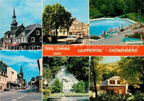 AK / Ansichtskarte Cronenberg Wuppertal Schwimmbad Denkmal Strassenansicht  Kat. Wuppertal