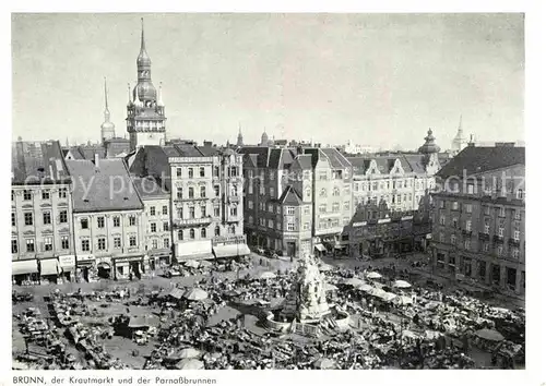 AK / Ansichtskarte Bruenn Brno Krautmarkt und Parnassbrunnen