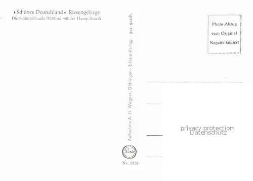AK / Ansichtskarte Schlingelbaude mit Hampelbaude Serie Schoenes Deutschland Riesengebirge Kat. Pec pod Snezkou