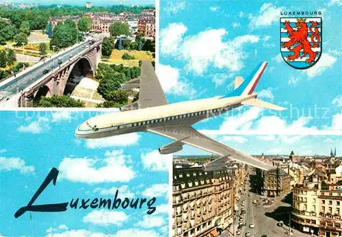 AK / Ansichtskarte Luxembourg Luxemburg Bruecke Stadtansicht Flugzeug Luftbild Kat. Luxembourg