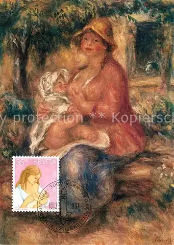 AK / Ansichtskarte Kuenstlerkarte Auguste Renoir Aline Renoir ihren Sohn Pierre stillend 1915 Kat. Kuenstlerkarte