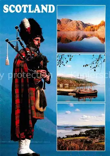 AK / Ansichtskarte Dudelsack Scottish Piper Loch Katrine Loch Ness Loch Lemond  Kat. Musik