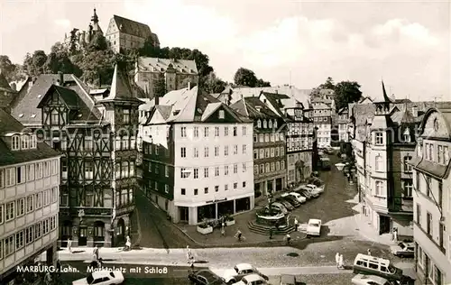 AK / Ansichtskarte Marburg Lahn Marktplatz mit Schloss Kat. Marburg
