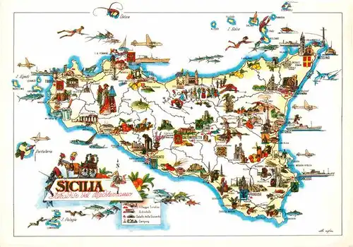AK / Ansichtskarte Sicilia Inselkarte Kat. Sizilien Italien