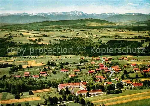 AK / Ansichtskarte Wessobrunn Fliegeraufnahme mit Kloster und Zugspitze Kat. Wessobrunn
