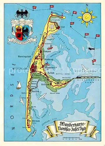 AK / Ansichtskarte Insel Sylt Wanderkarte Kat. Westerland