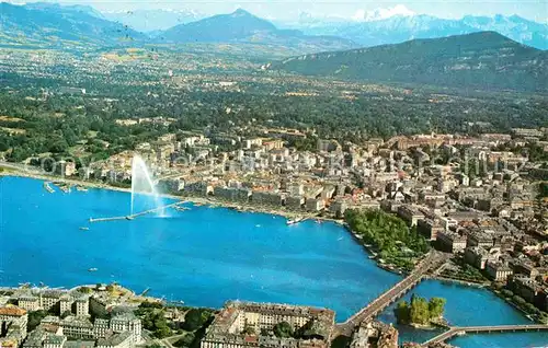 AK / Ansichtskarte Geneve GE Fliegeraufnahme Lac Leman et Mont Blanc Kat. Geneve