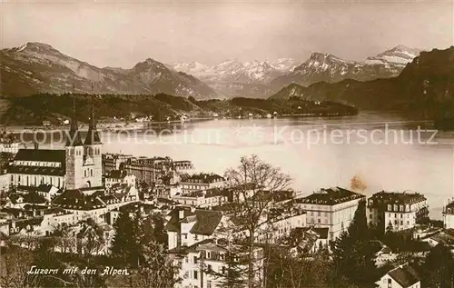 AK / Ansichtskarte Luzern LU mit Alpen und See Kat. Luzern