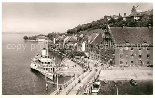 AK / Ansichtskarte Dampfer Seitenrad Meersburg Bodensee Hafen  Kat. Schiffe