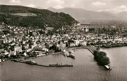 AK / Ansichtskarte Bregenz Bodensee Fliegeraufnahme mit Hafeneinfahrt