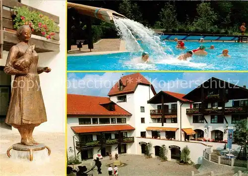 AK / Ansichtskarte Bad Griesbach Rottal Brunnenplatzl Denkmal Schwimmbad  Kat. Bad Griesbach i.Rottal