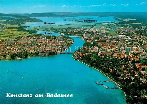 AK / Ansichtskarte Konstanz Bodensee Untersee Reichenau Rhein Luftaufnahme Kat. Konstanz