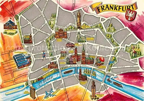 AK / Ansichtskarte Frankfurt Main Stadtkarte Kat. Frankfurt am Main
