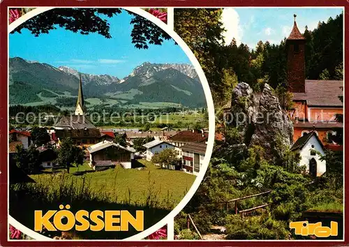 AK / Ansichtskarte Koessen Tirol mit Wildem Kaiser Wallfahrtskirche Klobenstein Kat. Koessen