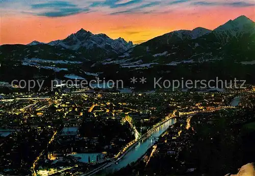AK / Ansichtskarte Innsbruck Stadtblick von der Hungerburg nach Sonnenuntergang Kat. Innsbruck