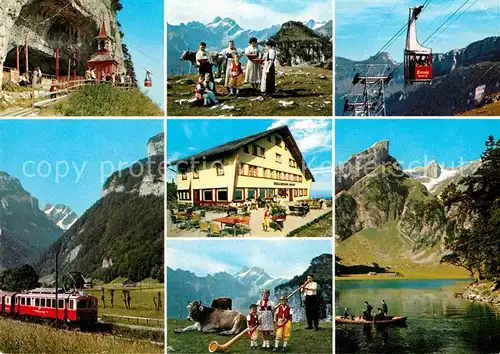 AK / Ansichtskarte Ebenalp Berggasthaus Seepartie Seilbahn Tracht Kat. Ebenalp