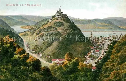 AK / Ansichtskarte Marksburg Burganlage Panorama Kat. Braubach