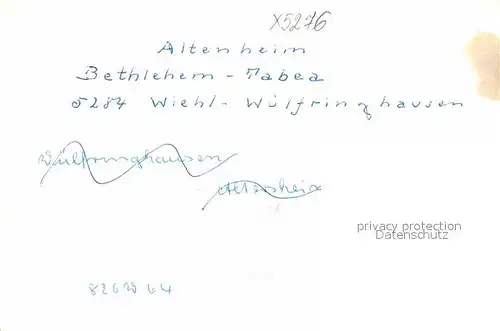 AK / Ansichtskarte Wuelfringhausen Altenheim Bethlehem Tabea Kat. Wiehl