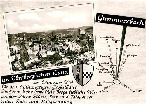 AK / Ansichtskarte Gummersbach Panorama Landkarte Kat. Gummersbach
