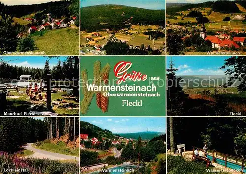 AK / Ansichtskarte Warmensteinach Panorama OT Oberwarmensteinach und Fleckl am Ochsenkopf Fichtelgebirge Loechleinstal Wassertretbecken Kat. Warmensteinach Fichtelgebirge
