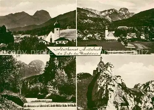 AK / Ansichtskarte Bad Feilnbach Ortsansicht mit Kirche Alpenpanorama Wasserfall Bergkapelle Felsen Kat. Bad Feilnbach
