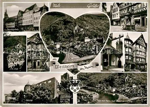 AK / Ansichtskarte Wertheim Main Marktplatz Engelbrunnen Schloss Fachwerkhaeuser Fliegeraufnahme Kat. Wertheim