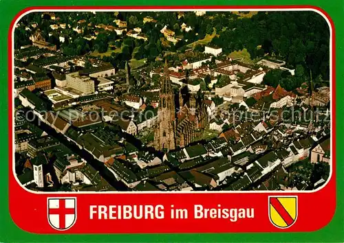 AK / Ansichtskarte Freiburg Breisgau Fliegeraufnahme mit Muenster Kat. Freiburg im Breisgau