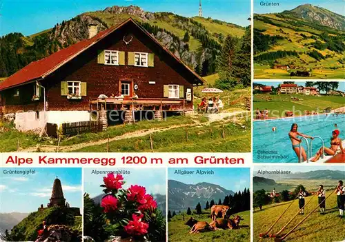 AK / Ansichtskarte Gruenten Alpe Kammeregg Freibad Alphornblaeser  Kat. Burgberg i.Allgaeu