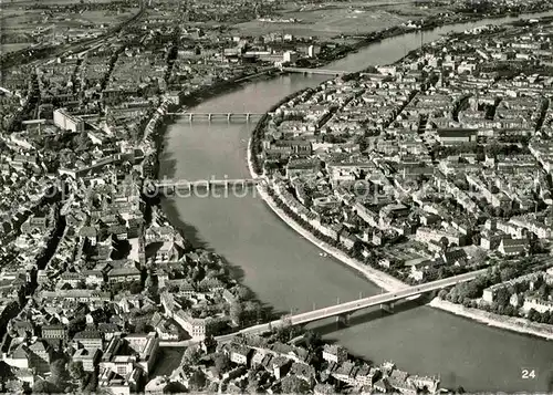 AK / Ansichtskarte Basel BS Fliegeraufnahme mit den vier Rheinbruecken Kat. Basel