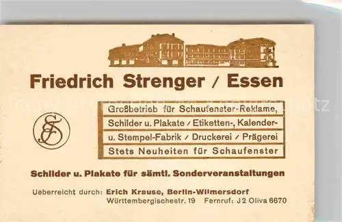 AK / Ansichtskarte Essen Ruhr Friedrich Strenger Schaufensterreklame Kat. Essen
