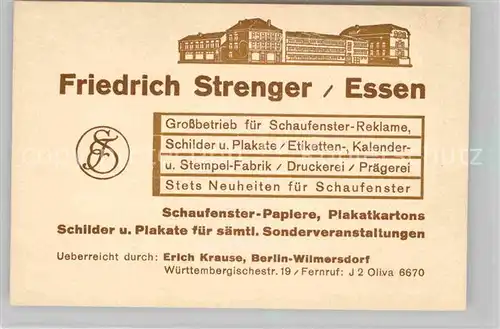 AK / Ansichtskarte Essen Ruhr Friedrich Strenger Grossbetrieb Schaufensterreklame Kat. Essen