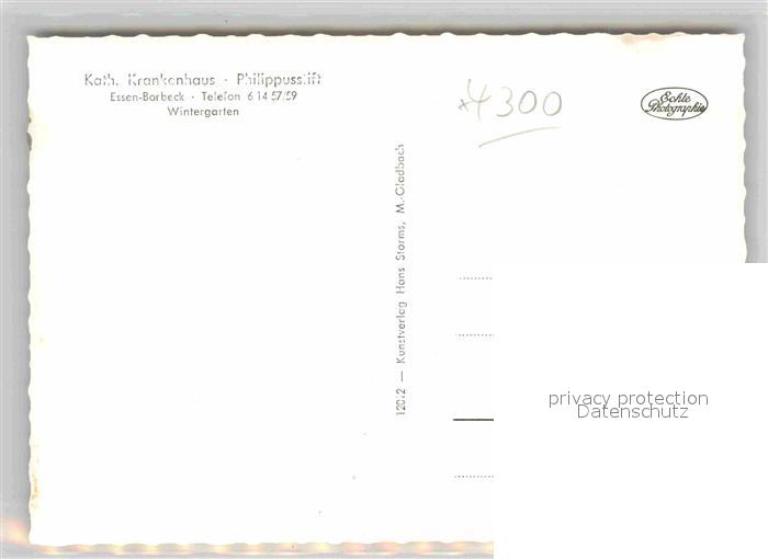 AK / Ansichtskarte Borbeck Essen Katholisches Krankenhaus Philippusstift Wintergarten Kat. Essen AK / Ansichtskarte Borbeck Essen Katholisches Krankenhaus Philippusstift Wintergarten Kat. Essen