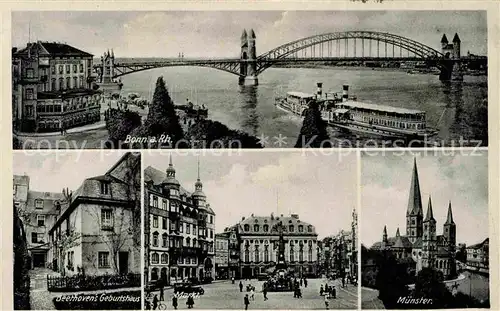 AK / Ansichtskarte Bonn Rhein Rheinbruecke Beethoven Geburtshaus Muenster Markt Kat. Bonn