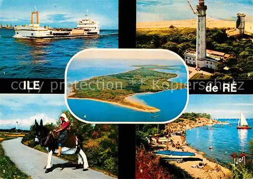 AK / Ansichtskarte Ile de Re Dampfer Leuchtturm Eselreiten Strandpartie Fliegeraufnahme Kat. Saint Martin de Re
