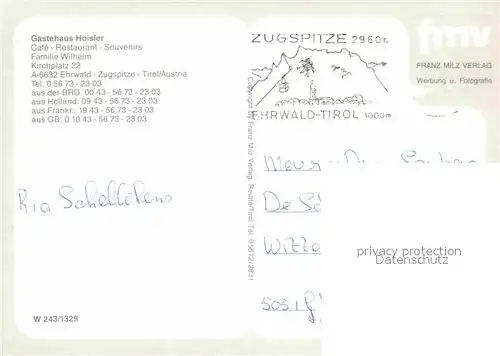 AK / Ansichtskarte Ehrwald Tirol Gaestehaus Hoisler