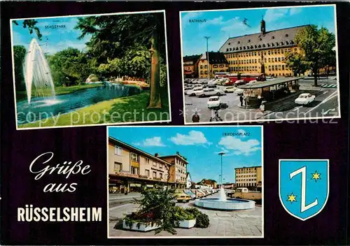 AK / Ansichtskarte Ruesselsheim Main Stadtpark Rathaus Friedensplatz Kat. Ruesselsheim