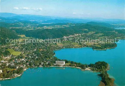 AK / Ansichtskarte Poertschach Woerthersee Fliegeraufnahme mit Parkhotel Strandbad  Kat. Poertschach Woerther See Kaernten