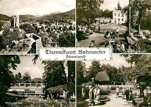 AK / Ansichtskarte Badenweiler Blick von Burgruine Thermal Schwimmbad Kurpark Markgrafen Bad Kat. Badenweiler